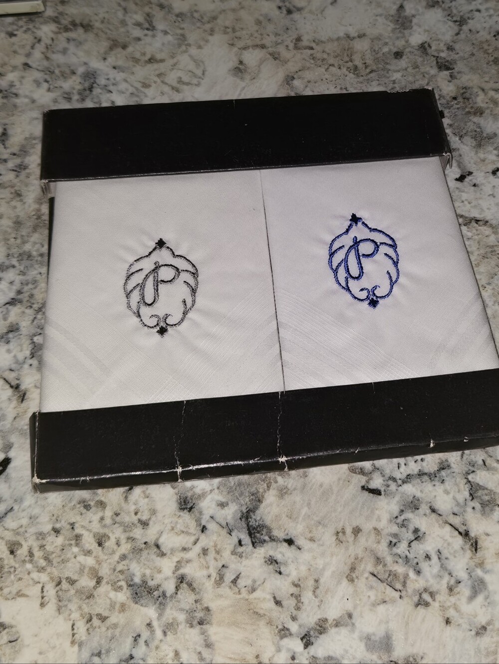 NEW 2 Christian Dior Monogrammed Handkerchiefs "P"